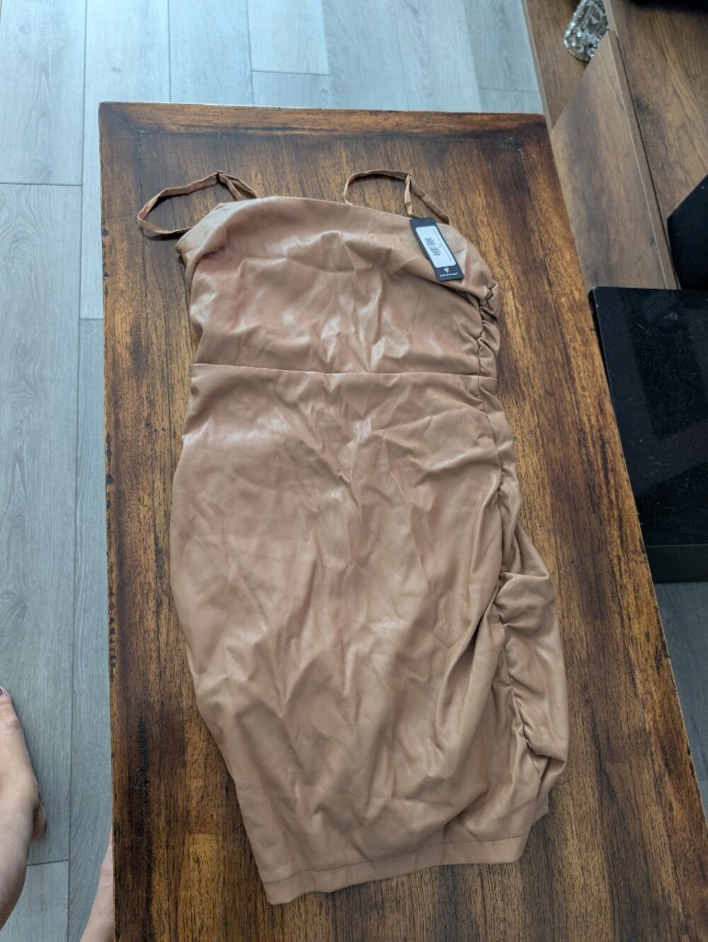 Lulu's Tan Faux Leather Bodycon Mini Dress - Picture 7 of 9